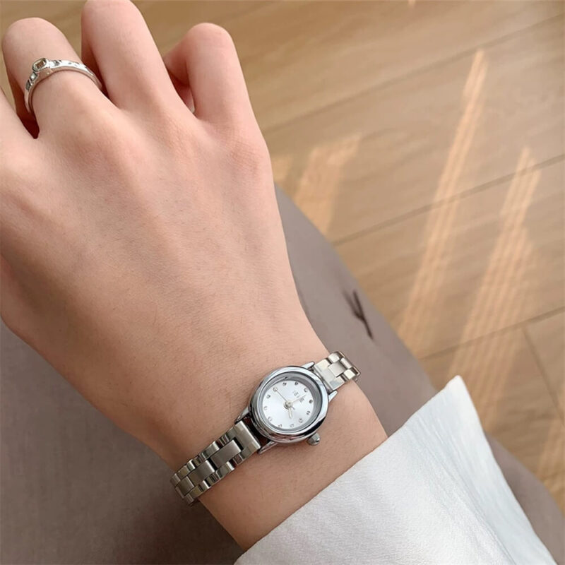Small Round Face Silver Stainless Steel Watch