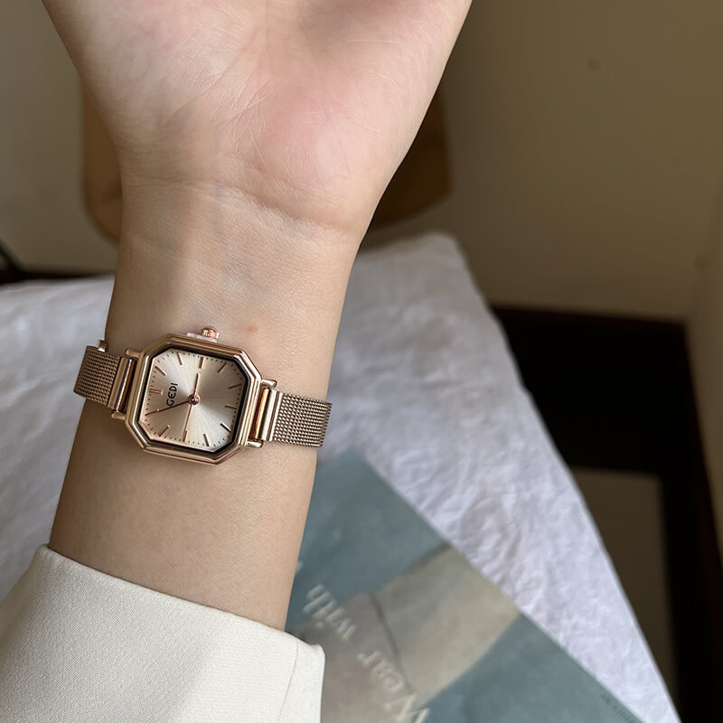 Dainty Gold Polygon Stainless Steel Bracelet Watch