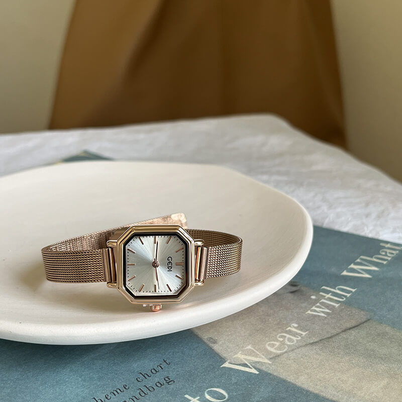 Dainty Gold Polygon Stainless Steel Bracelet Watch