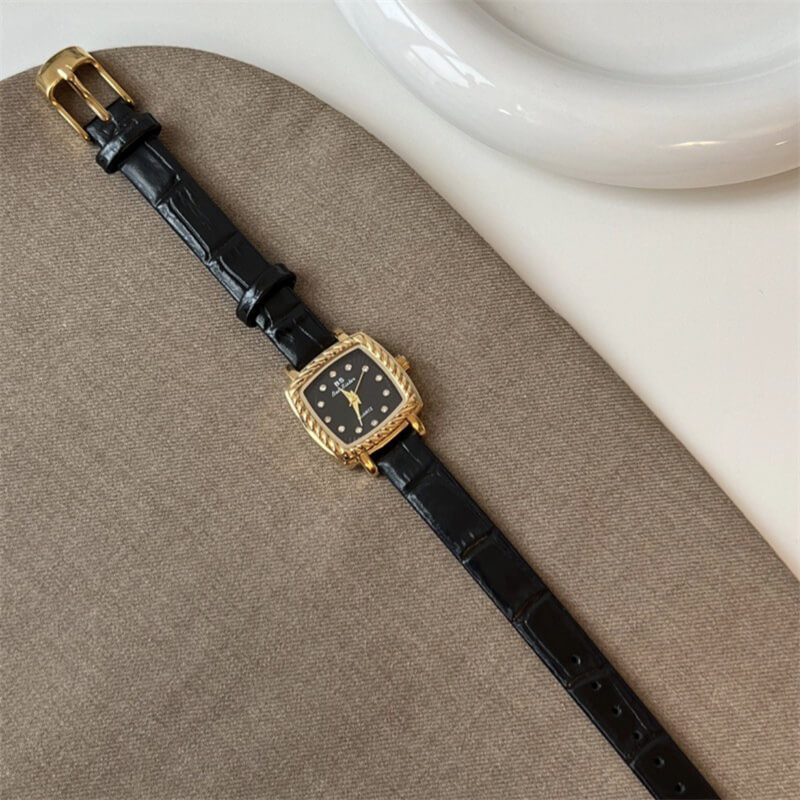 Classic Black Dress Fit Square Leather Women’s Watch