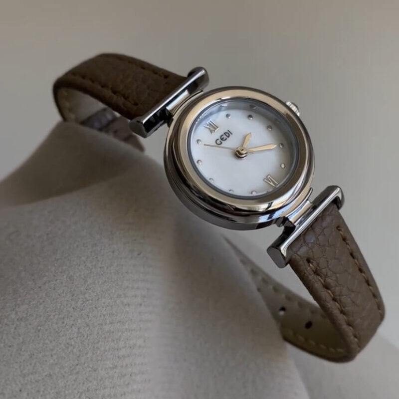 Chic Style Small Round Genuine Leather Watch