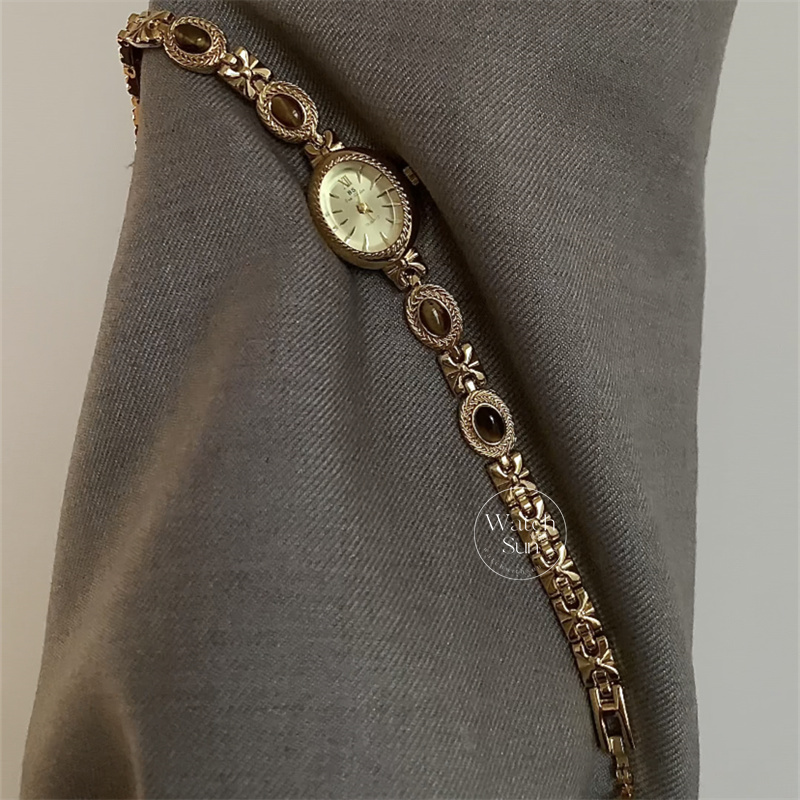 Vintage Natural Tiger's Eye Stone Bracelet Watch