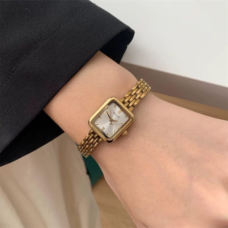 Square Gold Stainless Steel Elegant Watch