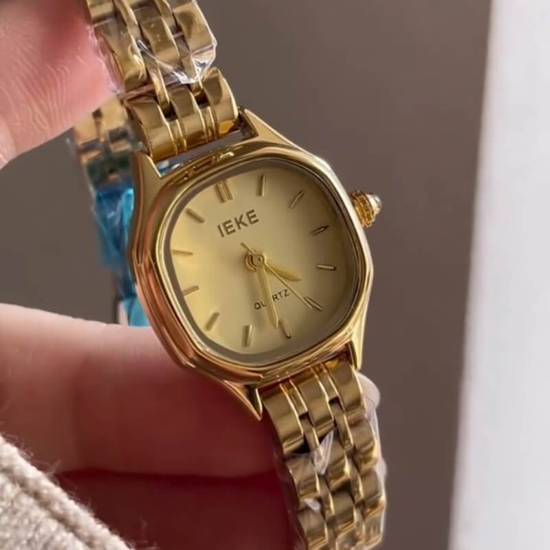 Classic Style Gold/Silver Square Face Watch for Women