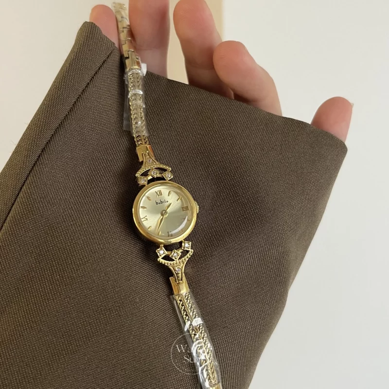 Chic Style Gold Round Stainless Steel Chain Watch for Women
