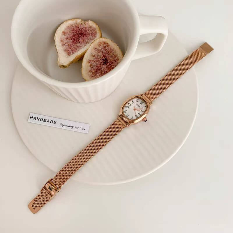 Dainty Silver/Gold/Rose Gold Oval Stainless Steel Watch