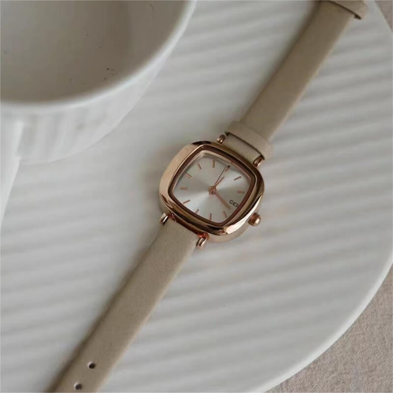 Dainty Black/Brown/Grey Square Women’s Leather Watch