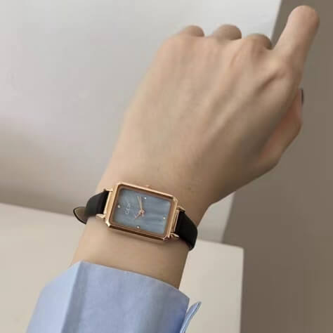 Minimalist Style Brown/Black Square Women's Watch