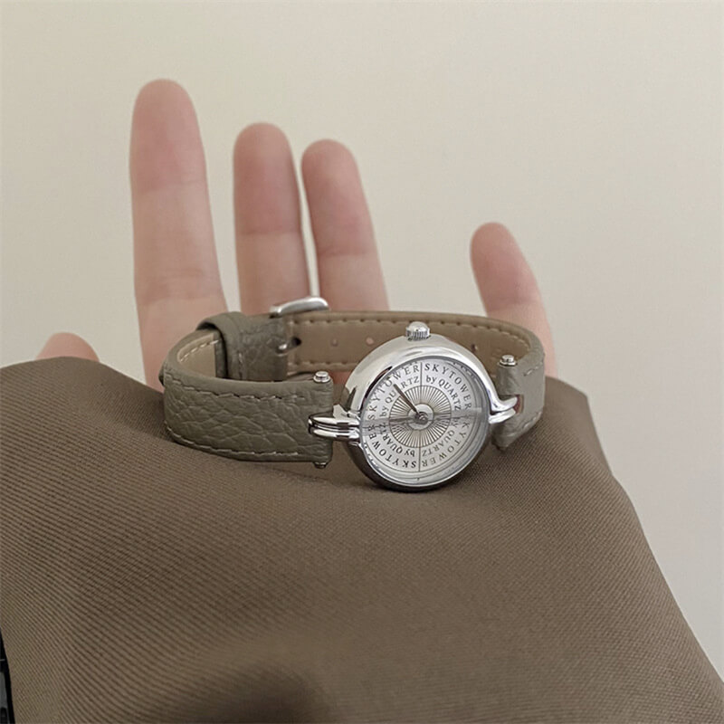 Classic Brown/Black/Grey Round LeatherLadies Watch
