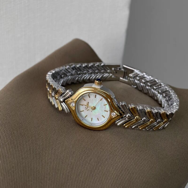Chic Style Mother of Pearl Face Gold＆Silver Two-tone Bracelet Watch for Women