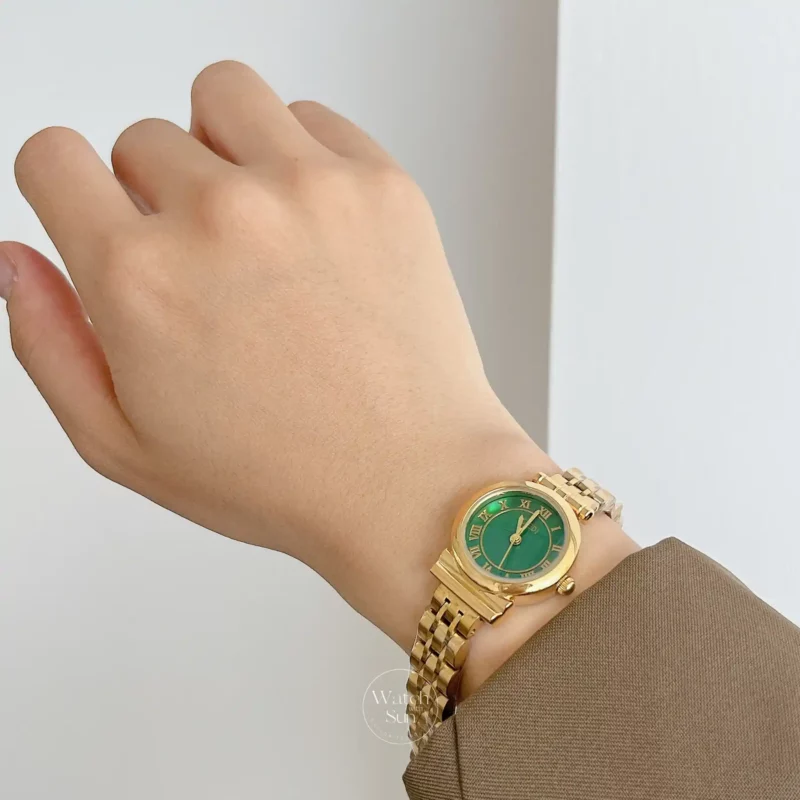 Women's Gold Watches Green Dial Minimalist Ladies Watches