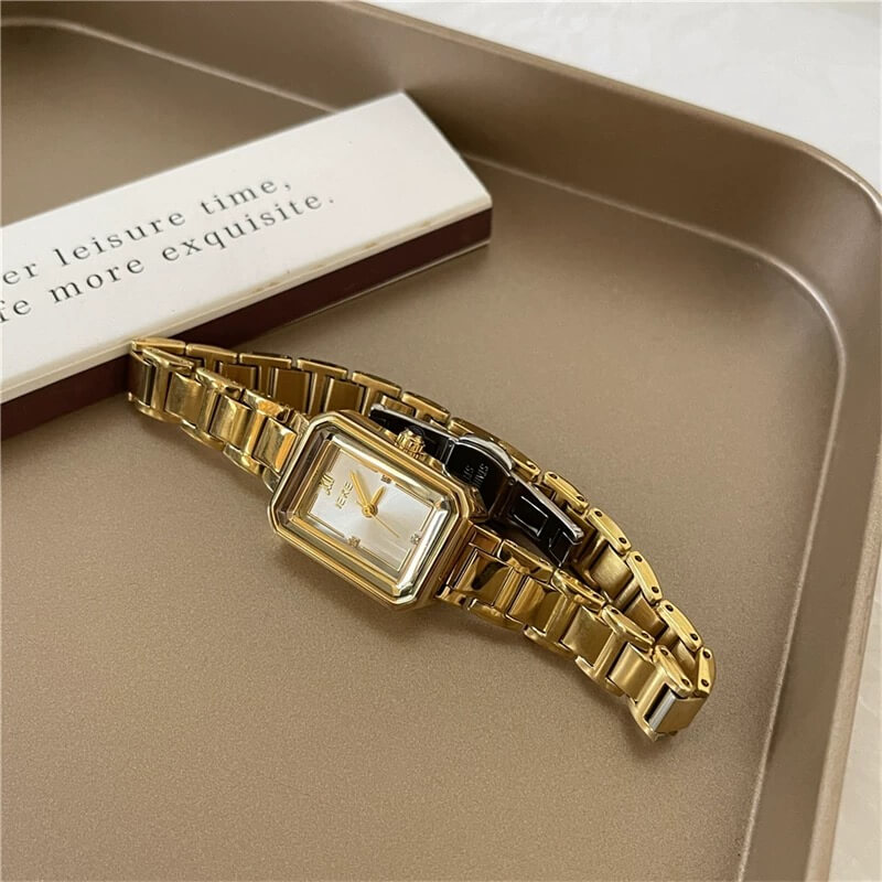 Minimalist Style Square Face Golden Bracelet Watch