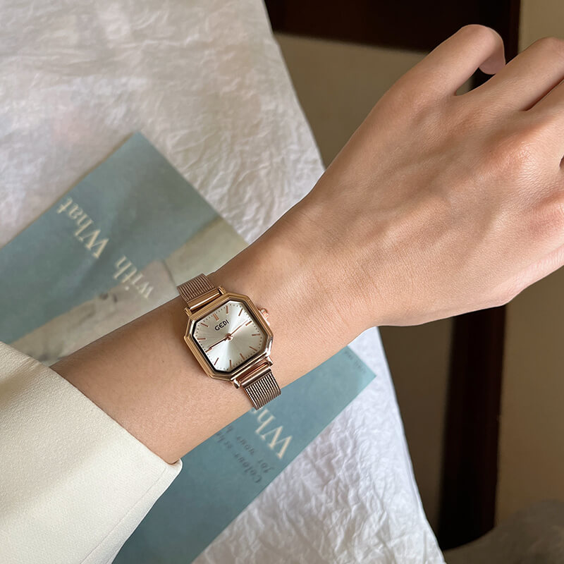 Dainty Gold Polygon Stainless Steel Bracelet Watch