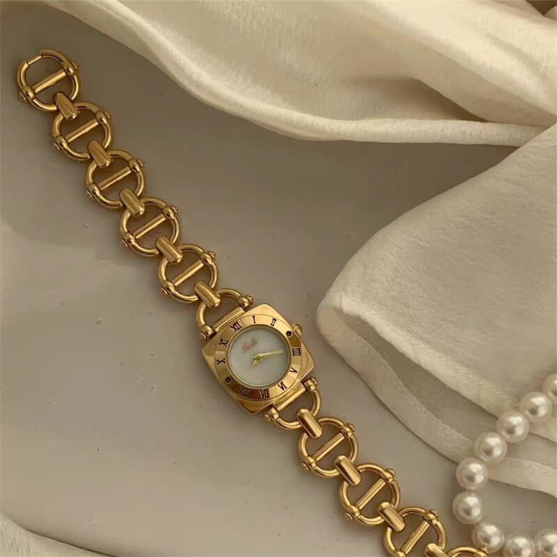 Elegant Gold Plated Square Watch