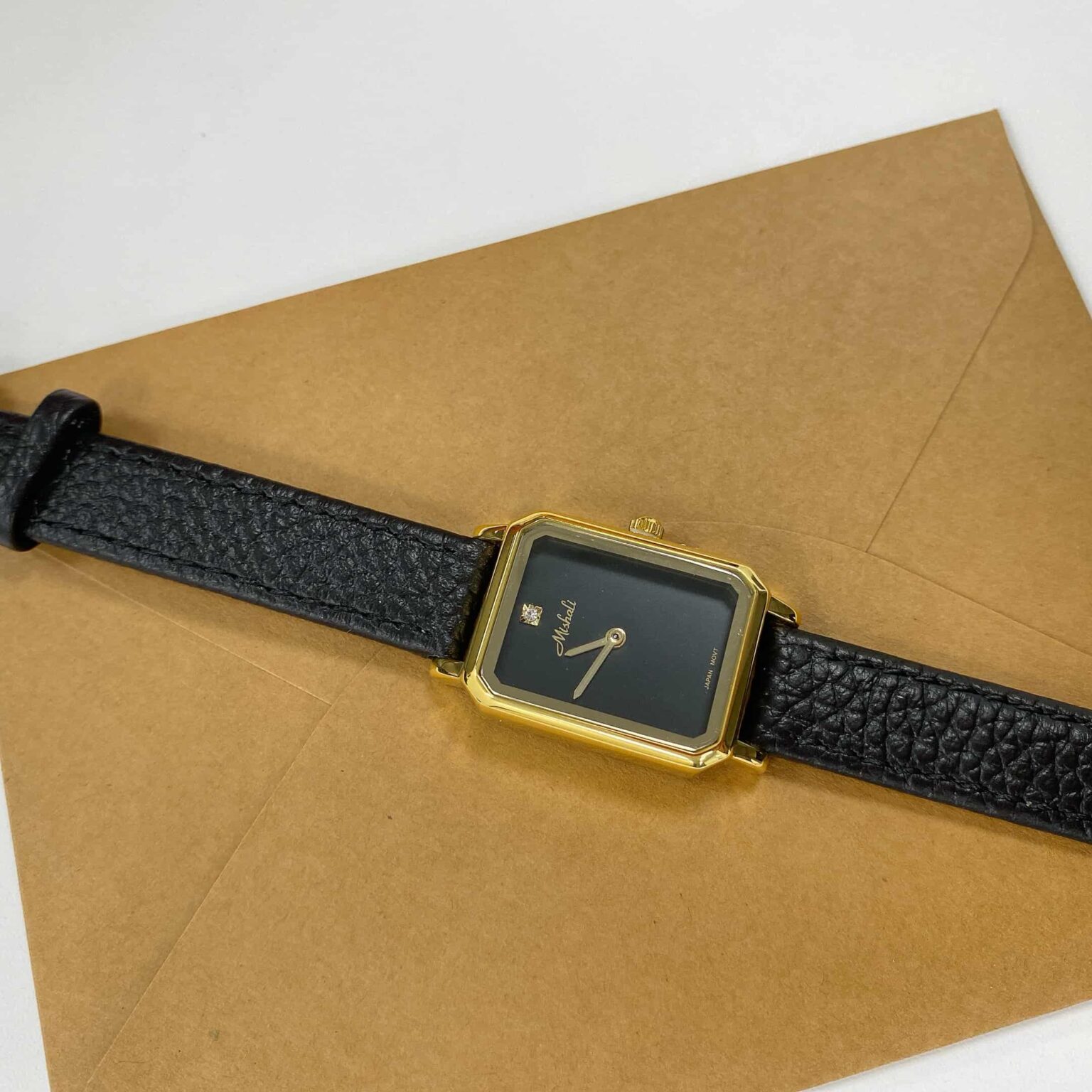 Minimalist Style Black Rectangle Genuine Leather Women's Watch ...