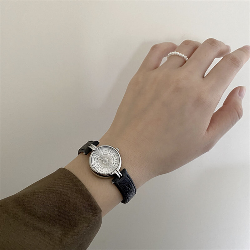 Classic Brown/Black/Grey Round LeatherLadies Watch