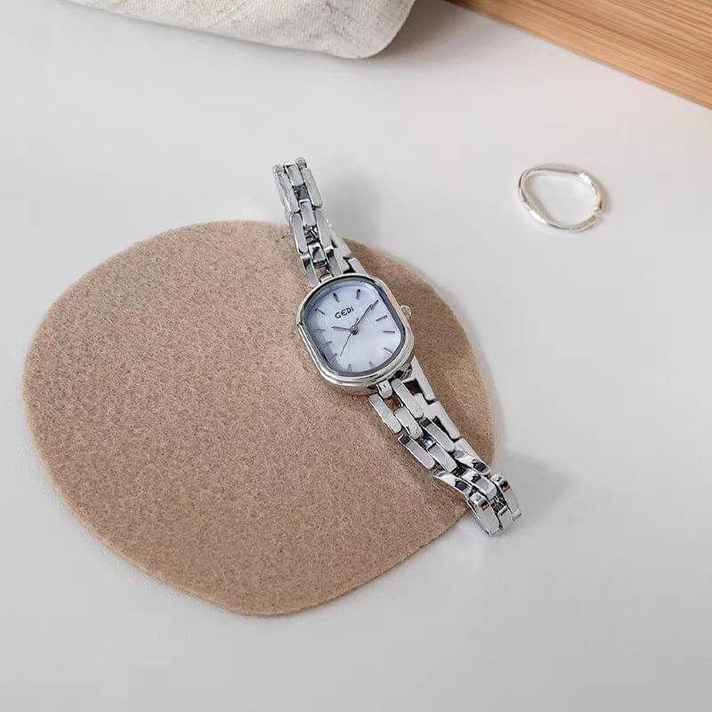 Minimalist Style Gold/Silver Oval Stainless Steel Ladies Watch