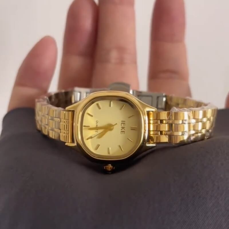 Classic Style Gold/Silver Square Face Watch for Women