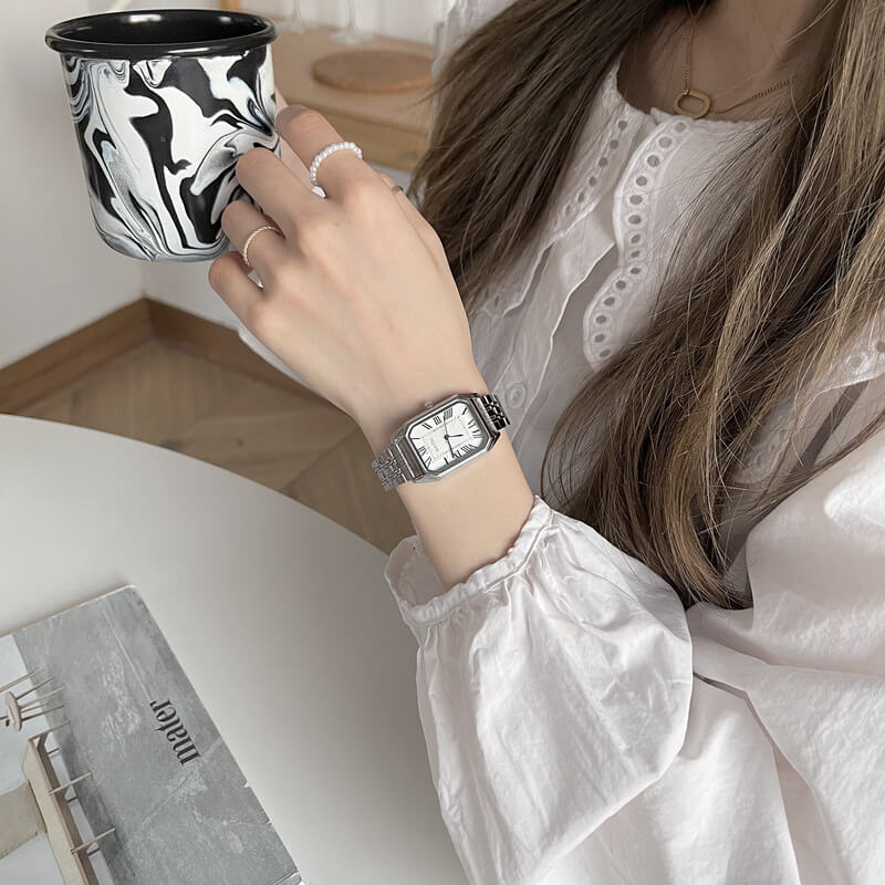 Classic Gold/Silver Rectangle Bracelet Ladies Watch