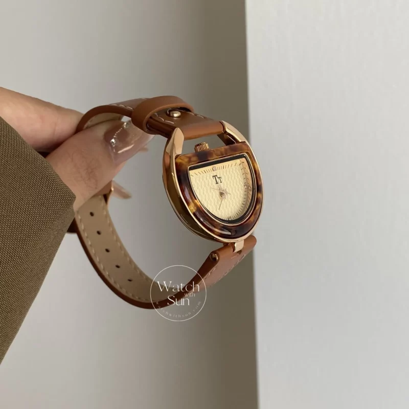 Chic Style Red/Brown Genuine Leather Women's Watches