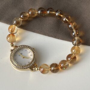 Yellow Crystal Handmade Strap Women's Watch