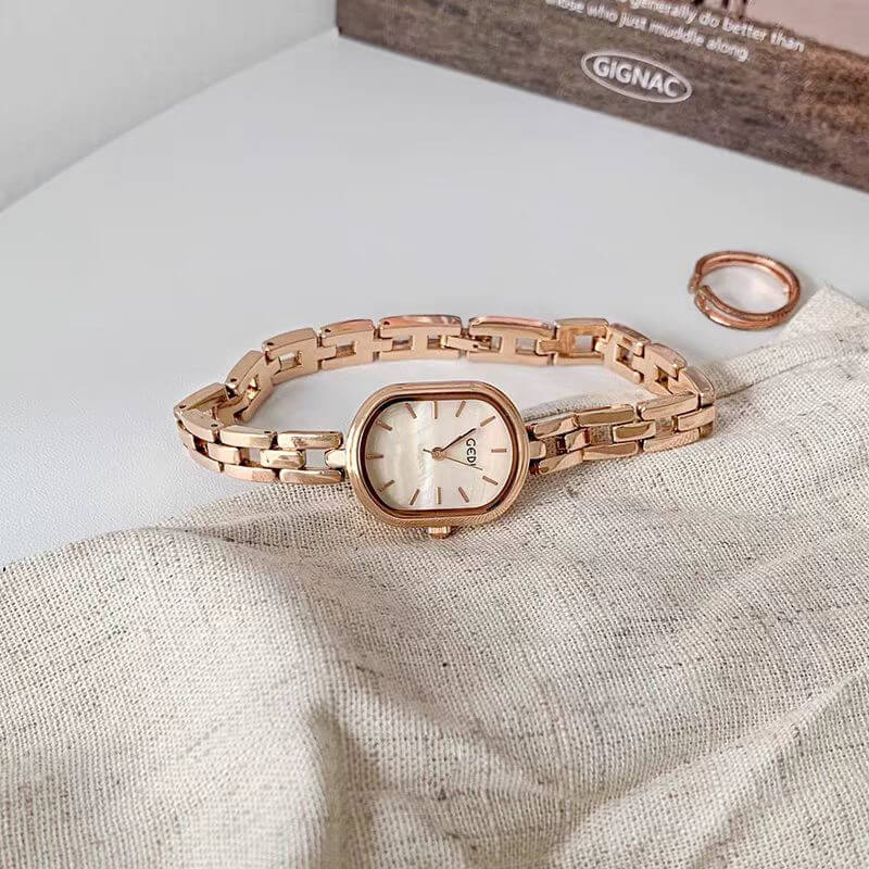 Minimalist Style Gold/Silver Oval Stainless Steel Ladies Watch
