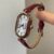 Classic Red Oval Genuine Leather Wristwatch