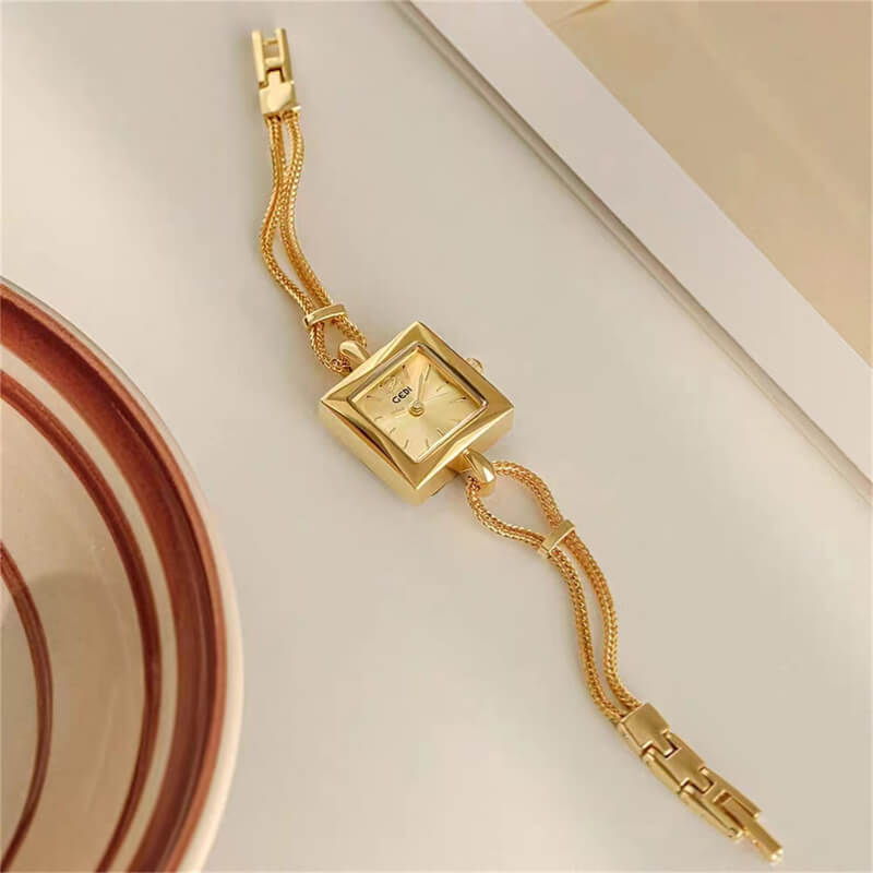 Chic Style Black Square Face Stainless Steel Ladies Watch