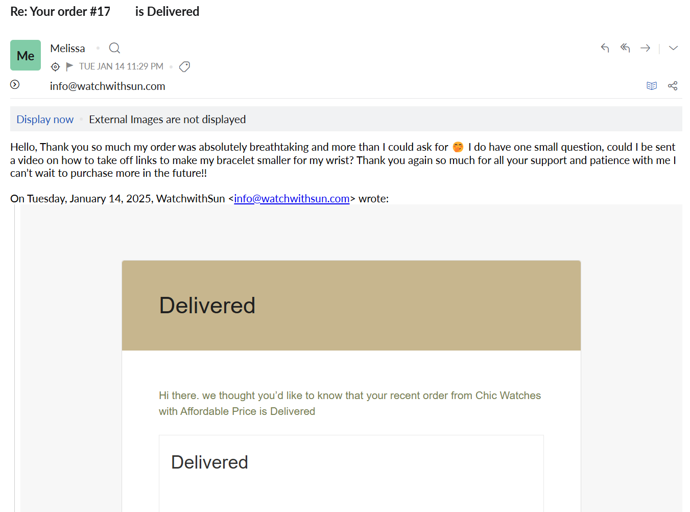 WatchwithSun customer emails