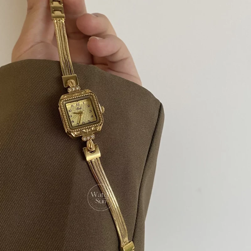 Chic Champagne Square Chain Watch for Women