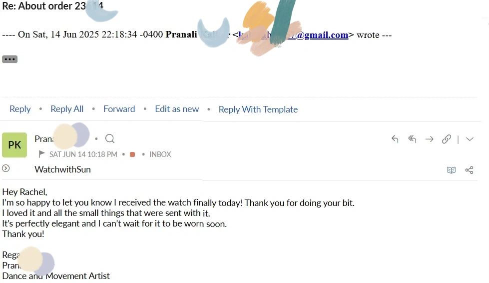WatchwithSun customer emails