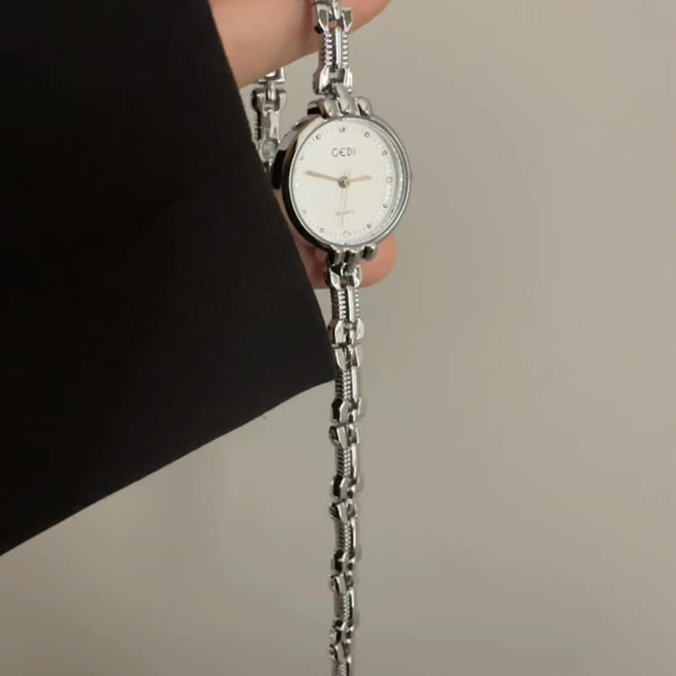 Chic Silver/Gold Round Stainless Steel Wristwatch
