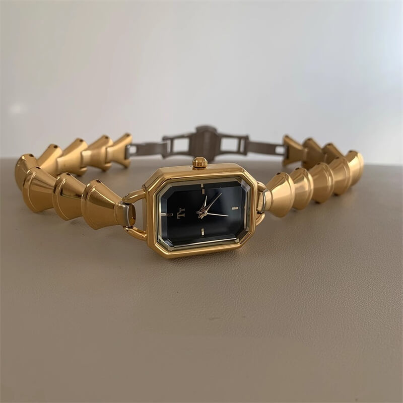 Chic Style Gold-Black Rectangle Bracelet Watch