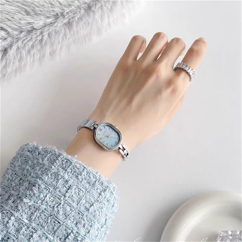 Oval Face Gold Bracelet Watch