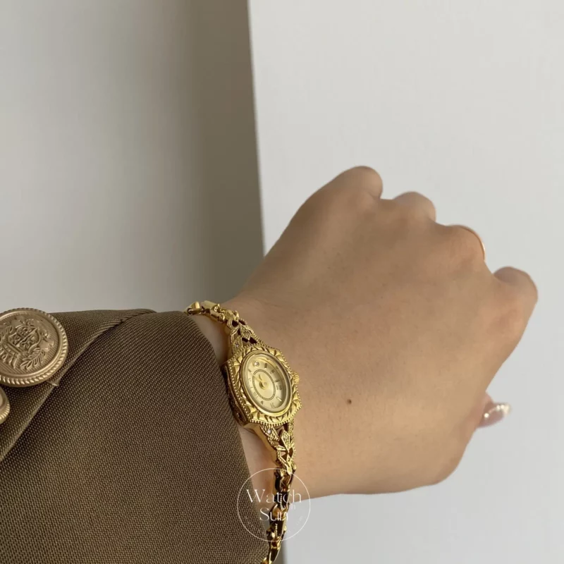 Vintage Gold Watches for Women Mother of Pearl Dial Watches