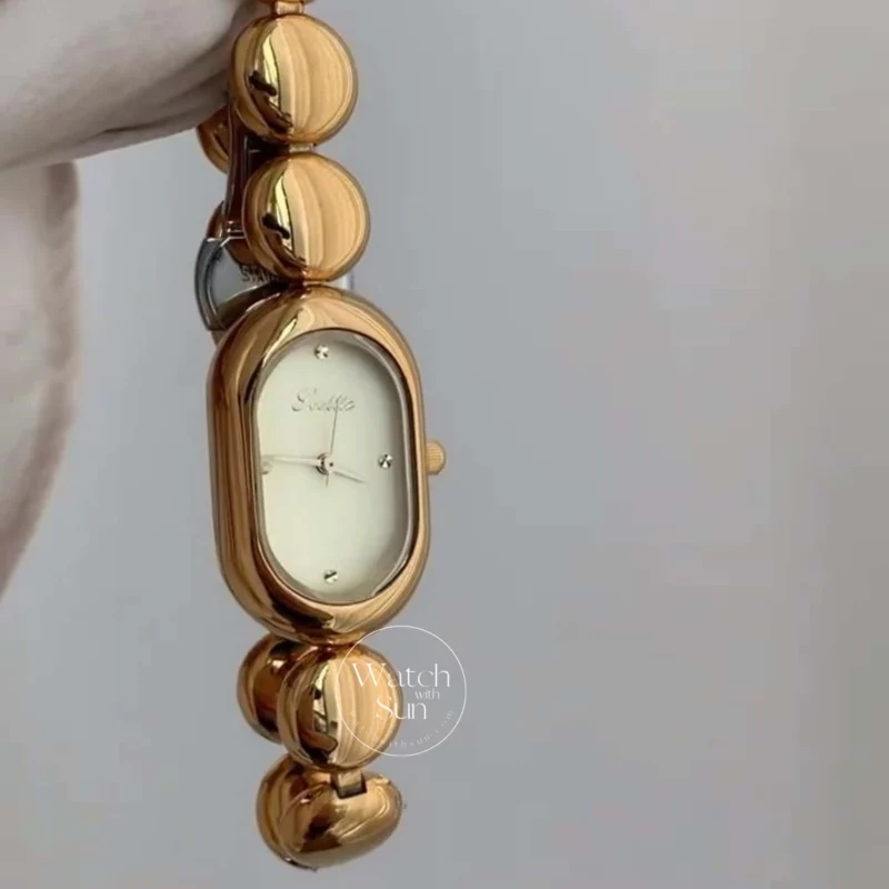 Oval Dial Gold Bracelet Watch for Women