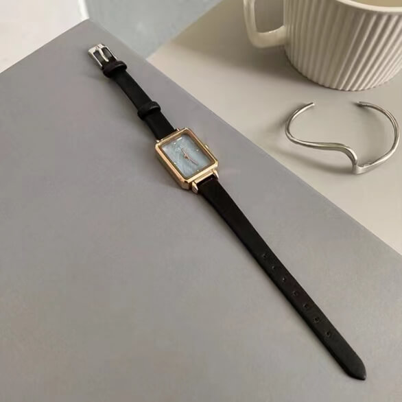 Minimalist Style Brown/Black Square Women's Watch