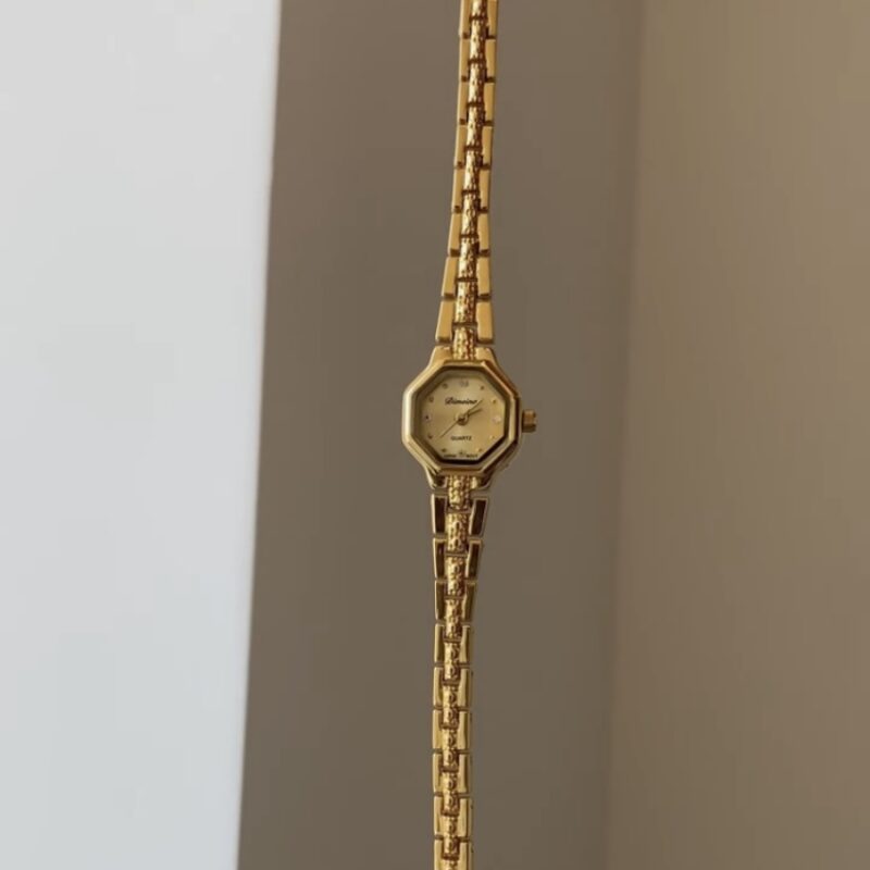 Vintage Style Gold Small Octagon Face Women's Watch
