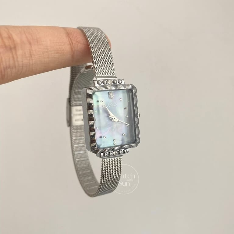 Chic Style Silver-Blue Rectangle Stainless Steel Watch