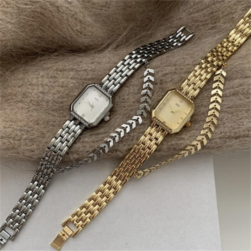 Vintage Style Gold/Silver Rectangle Bracelet Watch