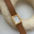 Minimalist Style Brown/Black Square Leather Wristwatch