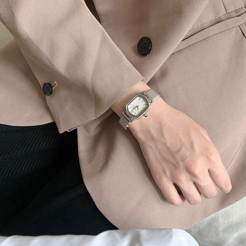 metal oval watch