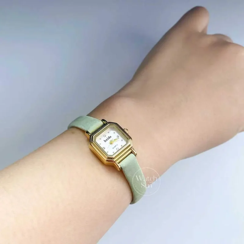 Vintage Sage Green Wrist Watch Sage green has never looked as good as it does on the face  main image 3