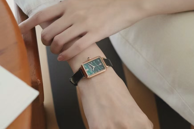Stainless Steel Rectangular Green Dial Women's Watch