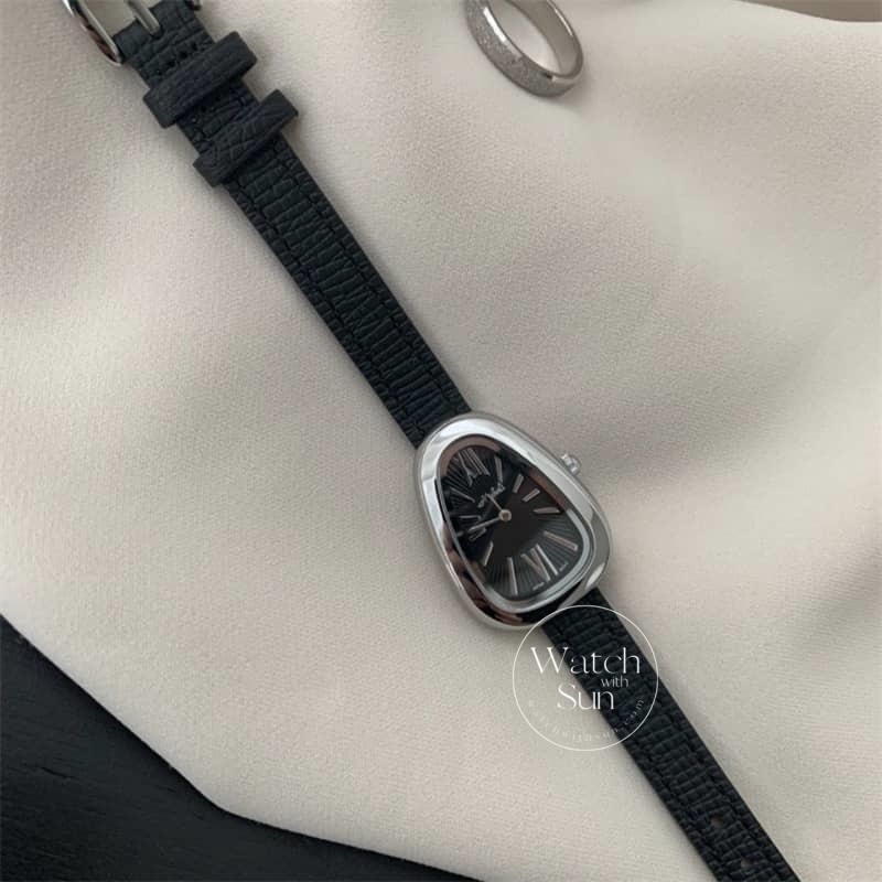 Vintage Style Brown/Black Snake Head Shape Leather Watch
