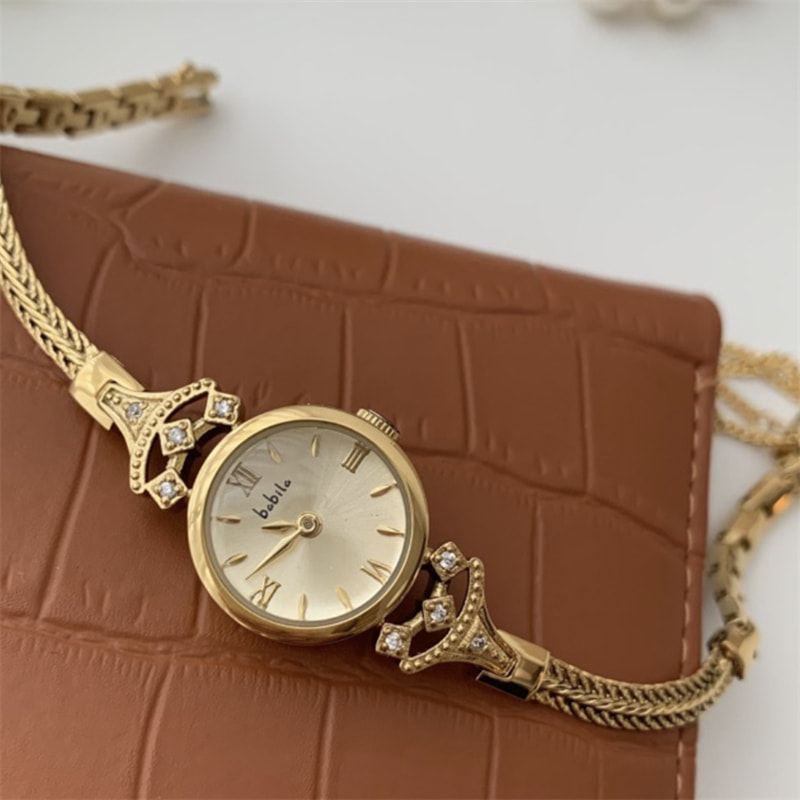 Chic Style Gold Round Stainless Steel Chain Watch for Women