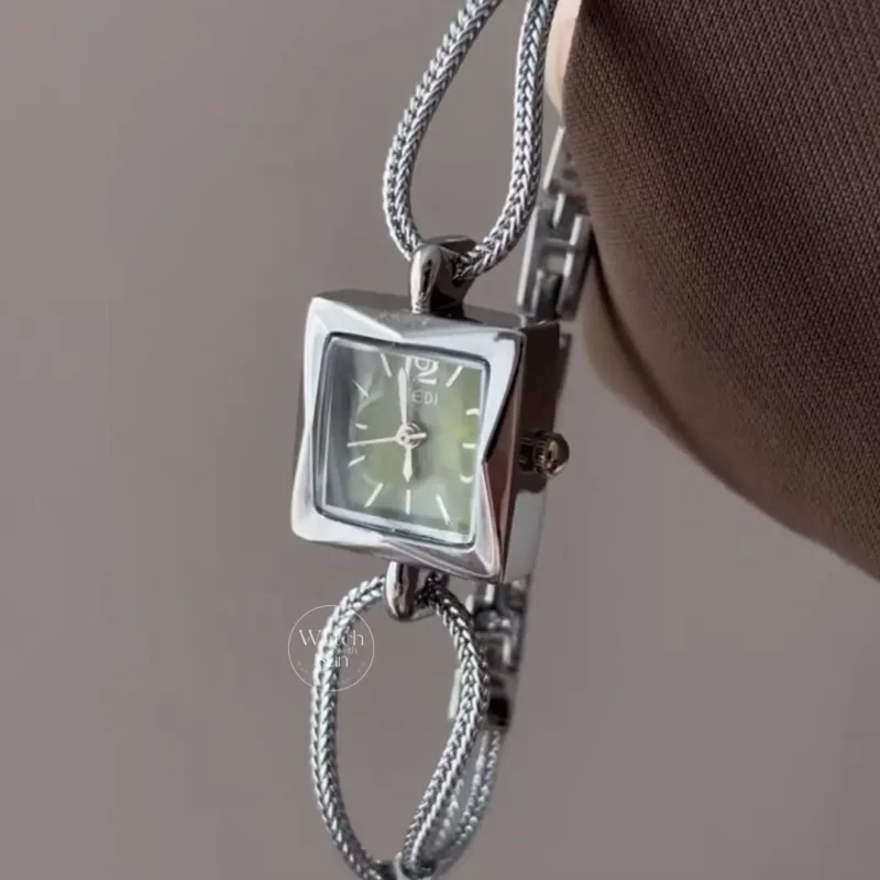 Chic Style Black Square Face Stainless Steel Ladies Watch