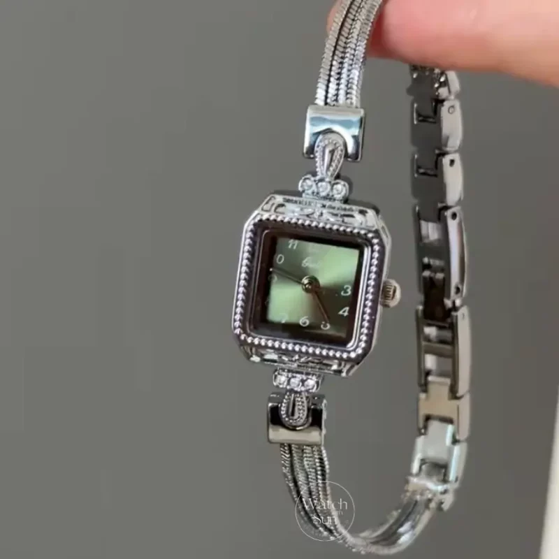 Women's Small Watch Green Dial Silver bracelet Watch