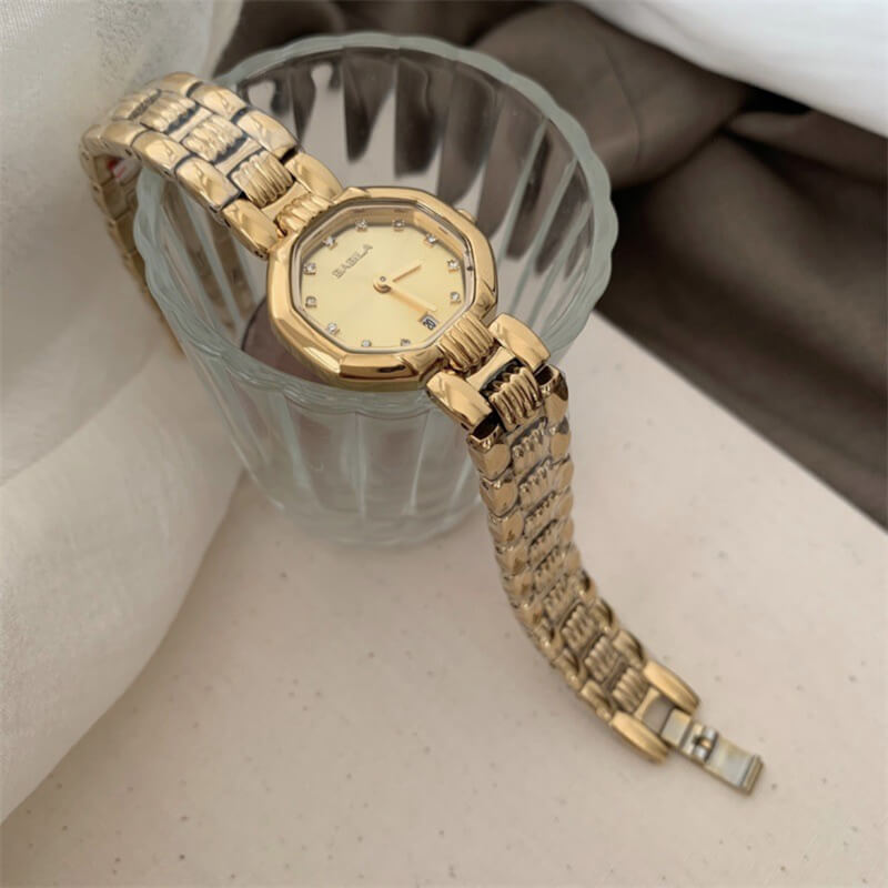 Diamond-Shaped Gold Bracelet Watch