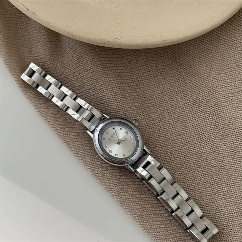 Small Round Face Silver Stainless Steel Watch